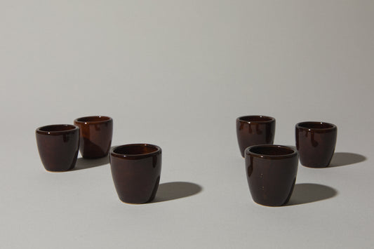 Set of six faience SHOOTER CUPS