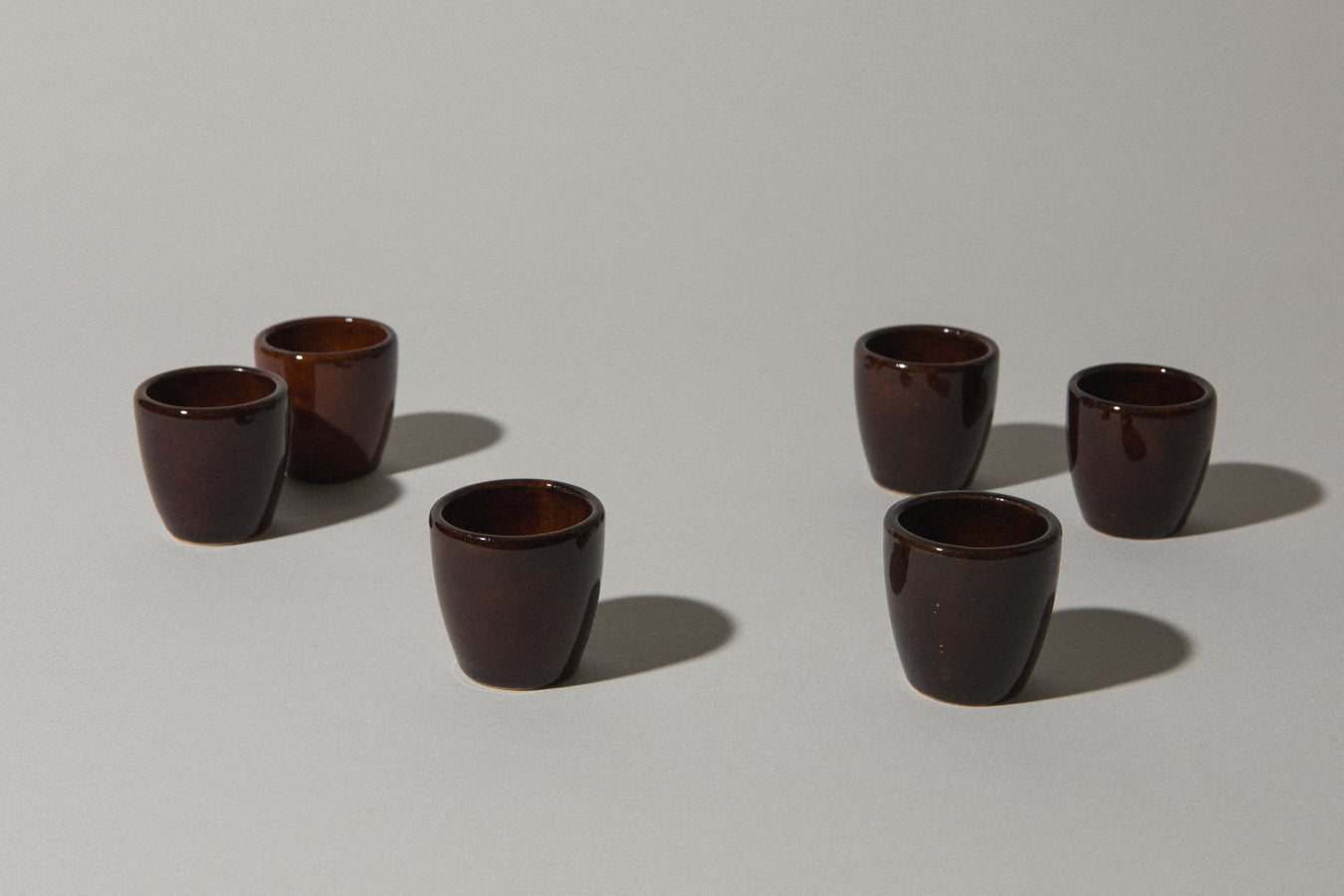 Set of six faience SHOOTER CUPS