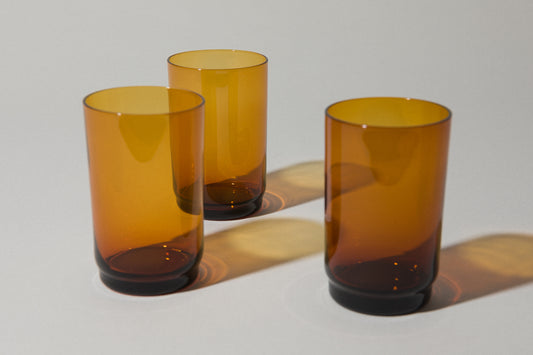 Set of three amber drinking GLASSES medium