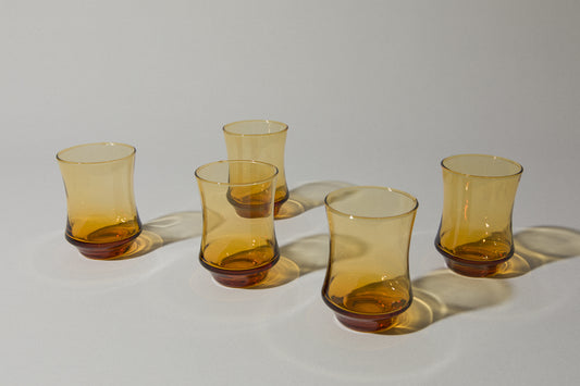 Set of five amber drinking GLASSES
