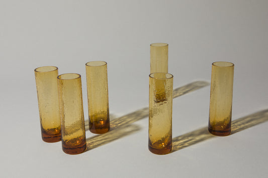 Set of six amber crackled glass TUMBLERS