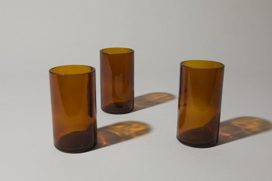 Set of three amber GLASSES