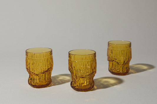 Set of three amber GLASSES