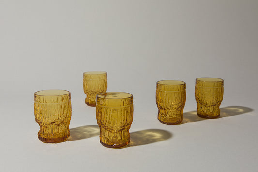 Set of five amber GLASSES