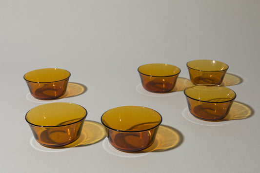 Set of six amber glass BOWL