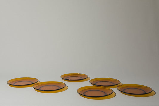 Set of six amber DESSERT PLATES