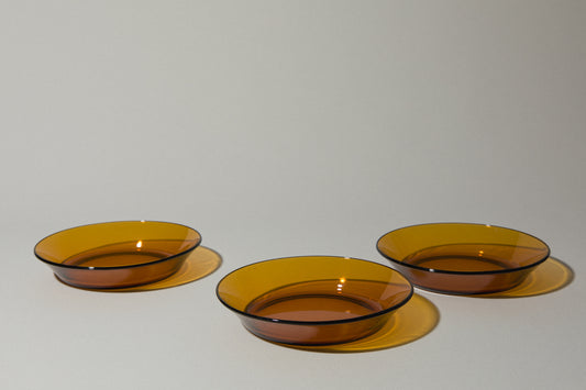 Set of three amber SOUP PLATES