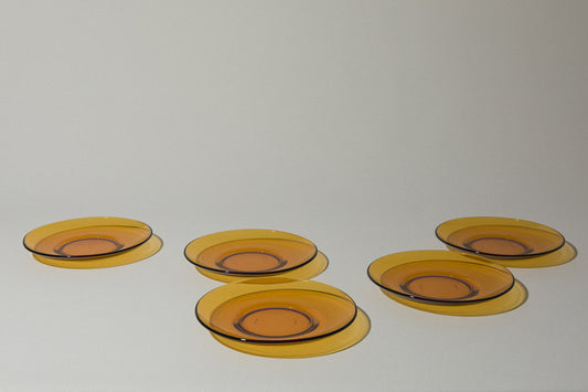 Set of five amber DESSERT PLATES
