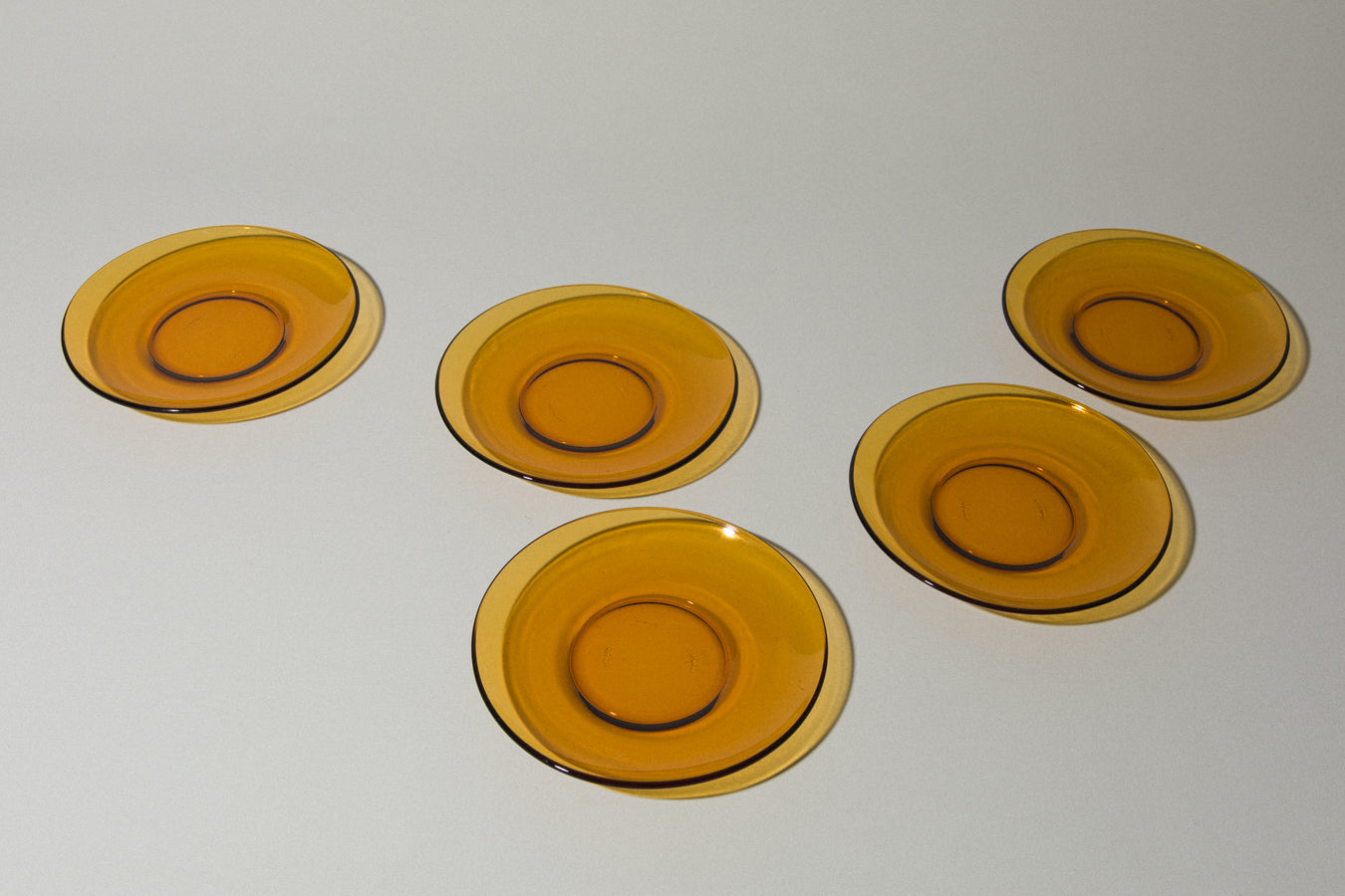 Set of five amber DESSERT PLATES