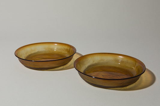 Set of two amber glass SOUP PLATES