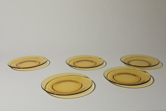 Set of five amber DESSERT PLATES