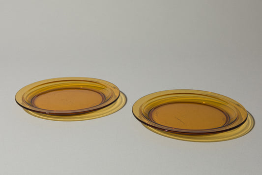 Set of two amber glass DESSERT PLATES