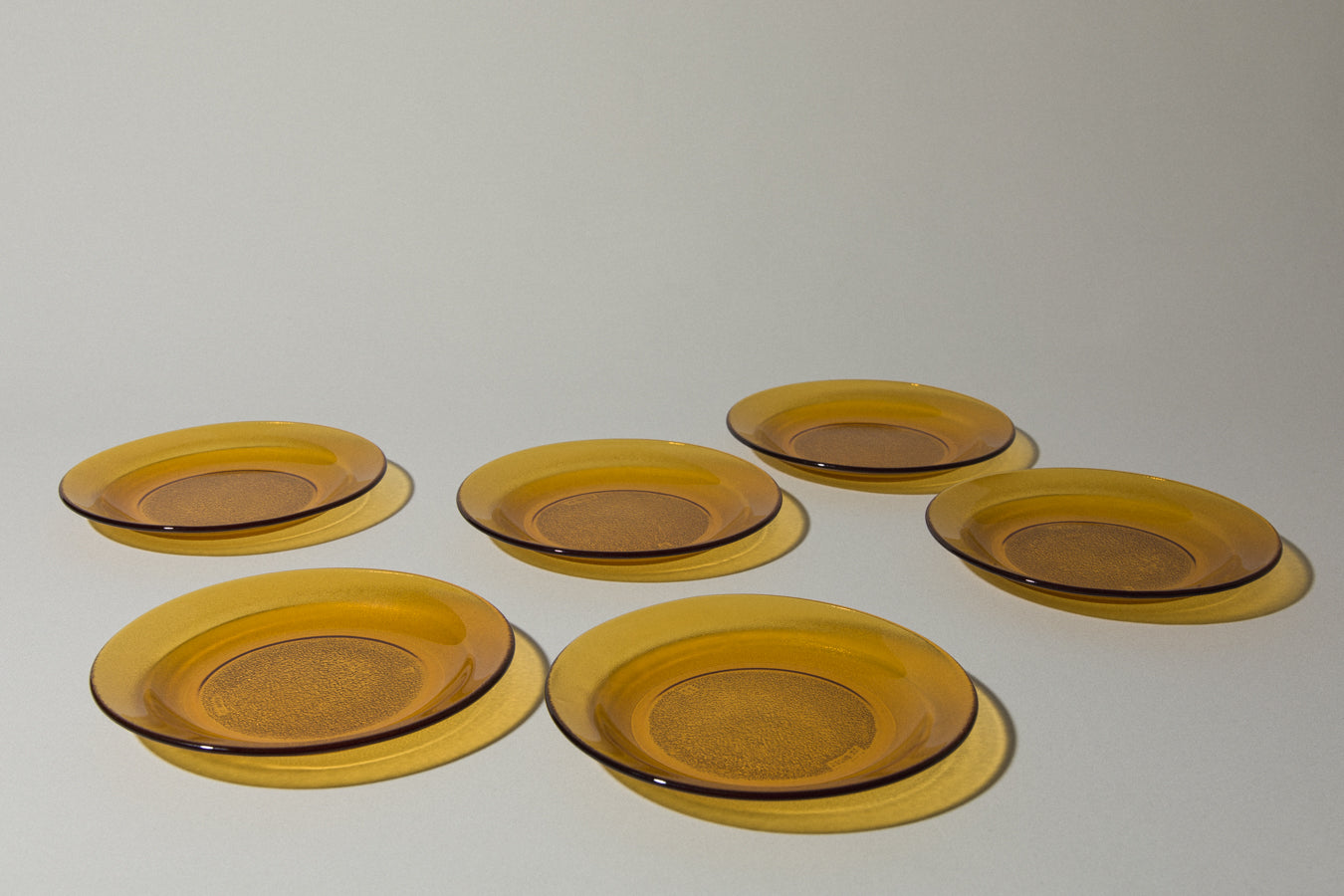 Set of six amber glass DESSERT PLATES