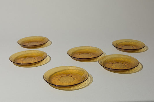 Set of six amber glass DESSERT PLATES