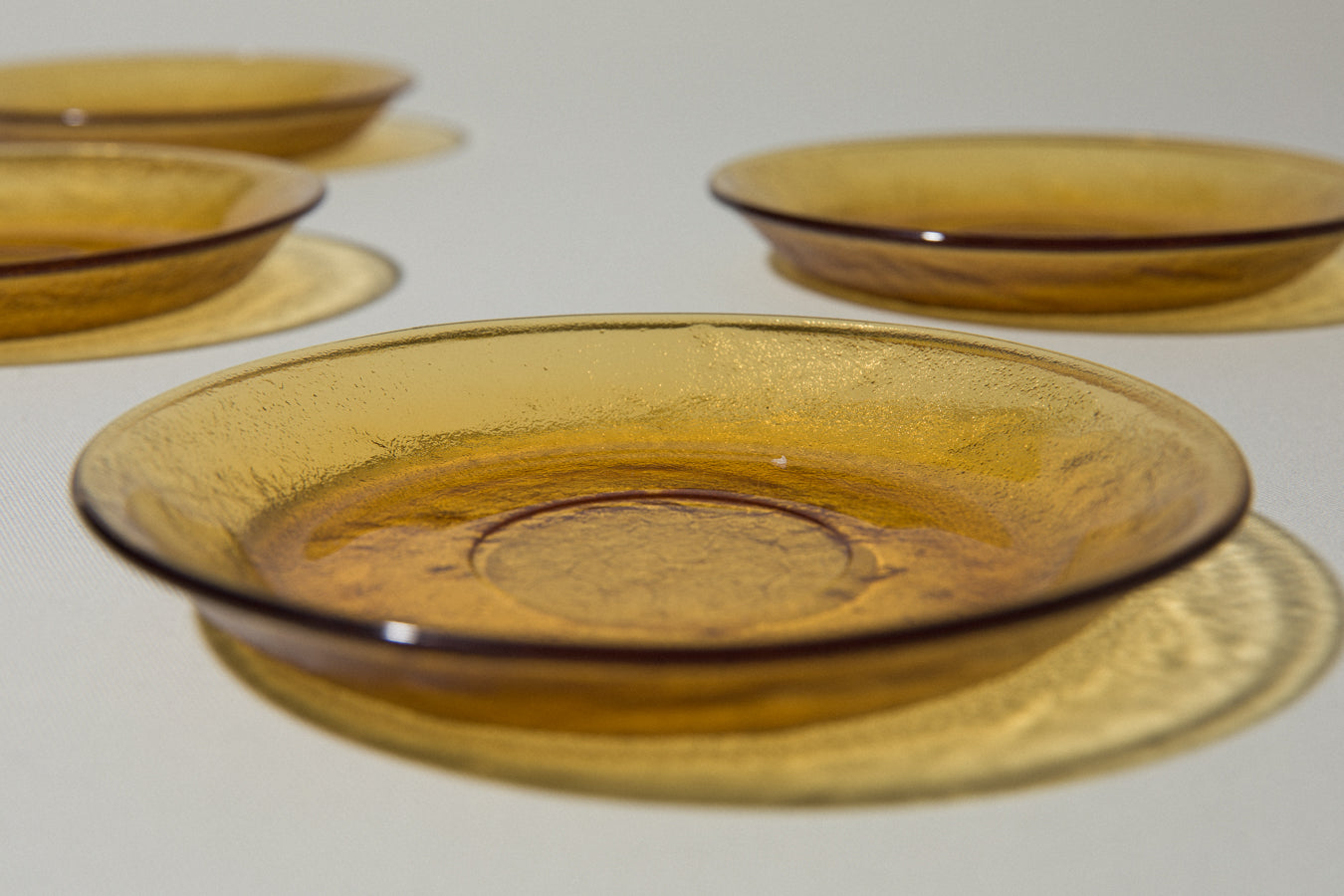 Set of six amber glass DESSERT PLATES