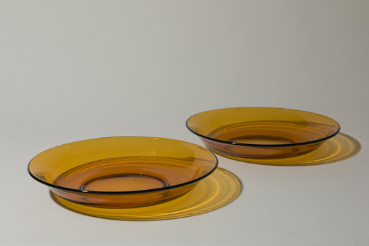 Set of two amber glass SERVING BOWLS