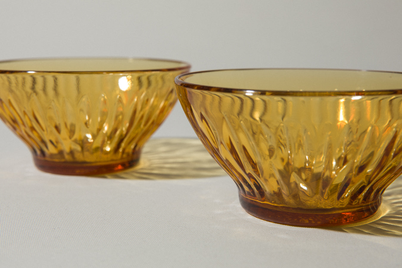 Set of two amber glass BOWLS small