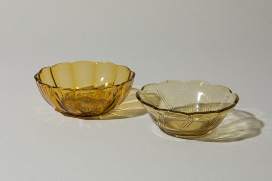Set of two amber glass BOWLS small