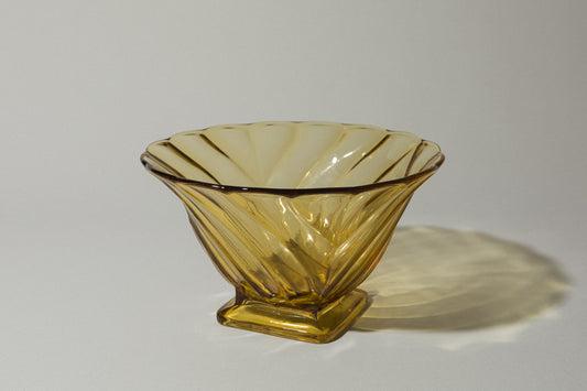 Amber glass FOOTED BOWL
