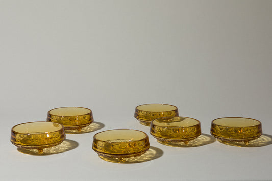Set of six amber glass BOWLS small