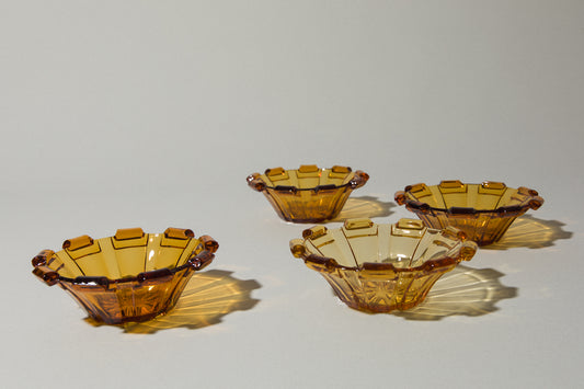 Set of four amber glass BOWLS small