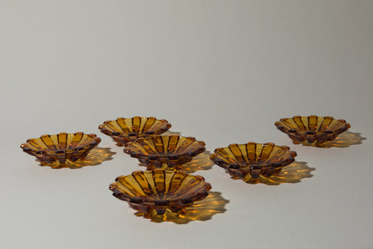 Set of six amber glass BOWLS small